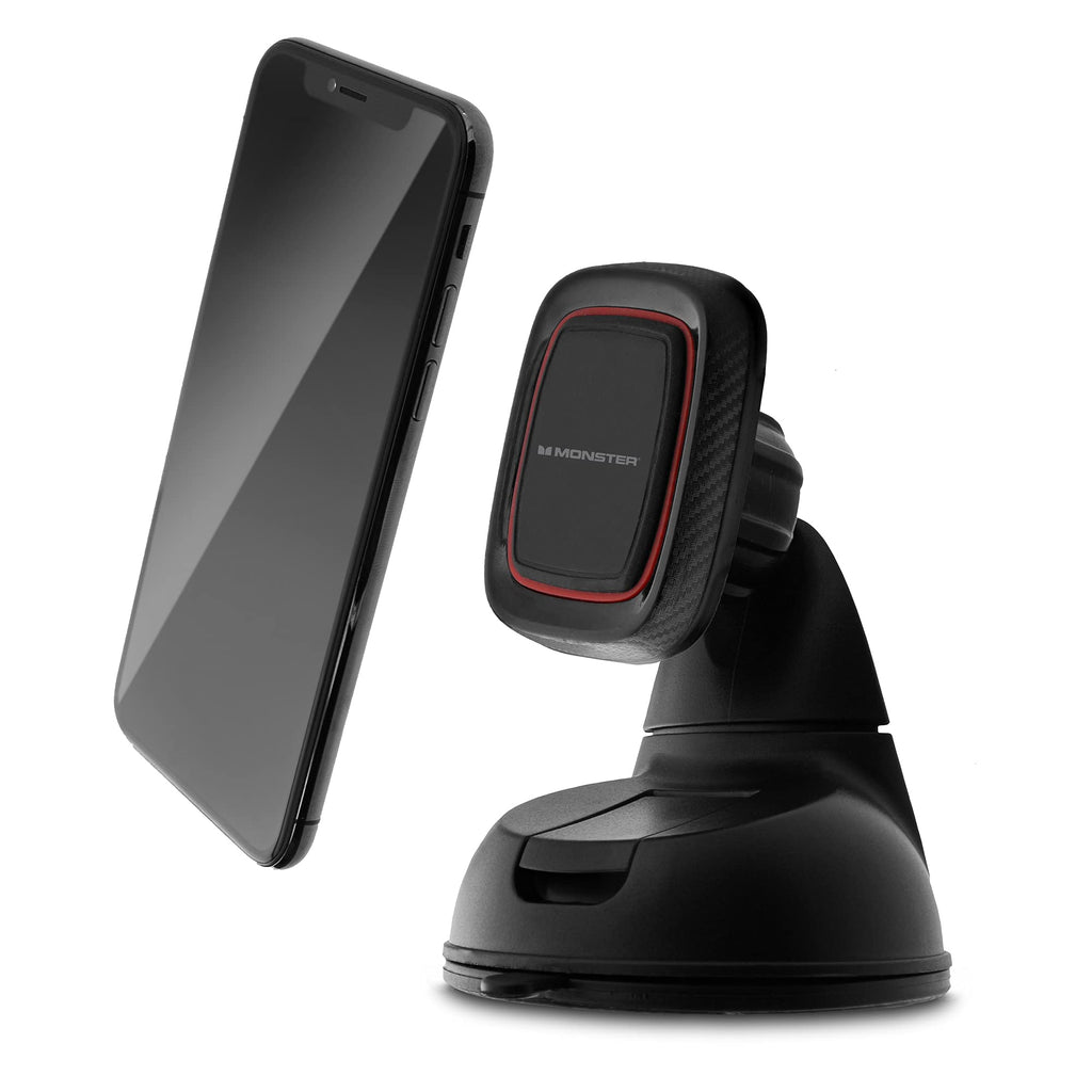 [Australia - AusPower] - Monster Universal Magnetic Phone Mount with Pivoting Suction Cup Base, Fits Most Cases, 360-Degree Rotating Joint, Hooks to Any Windshield/Dashboard, Hands-Free Calls, GPS Navigation 