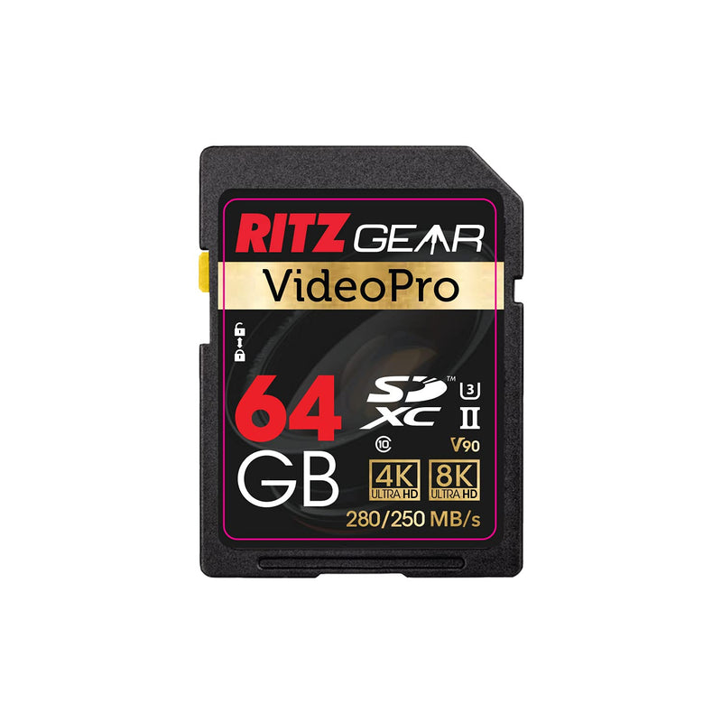 [Australia - AusPower] - V90 SD Card UHS-II 64GB SDXC Memory Card U3 V90 A1, Extreme Performance Professional Sd-Card (R 280mb/s 250mb/s W) for Advanced DSLR,Well-Suited for Video, Including 4K,8K, 3D, Full HD Video Single 