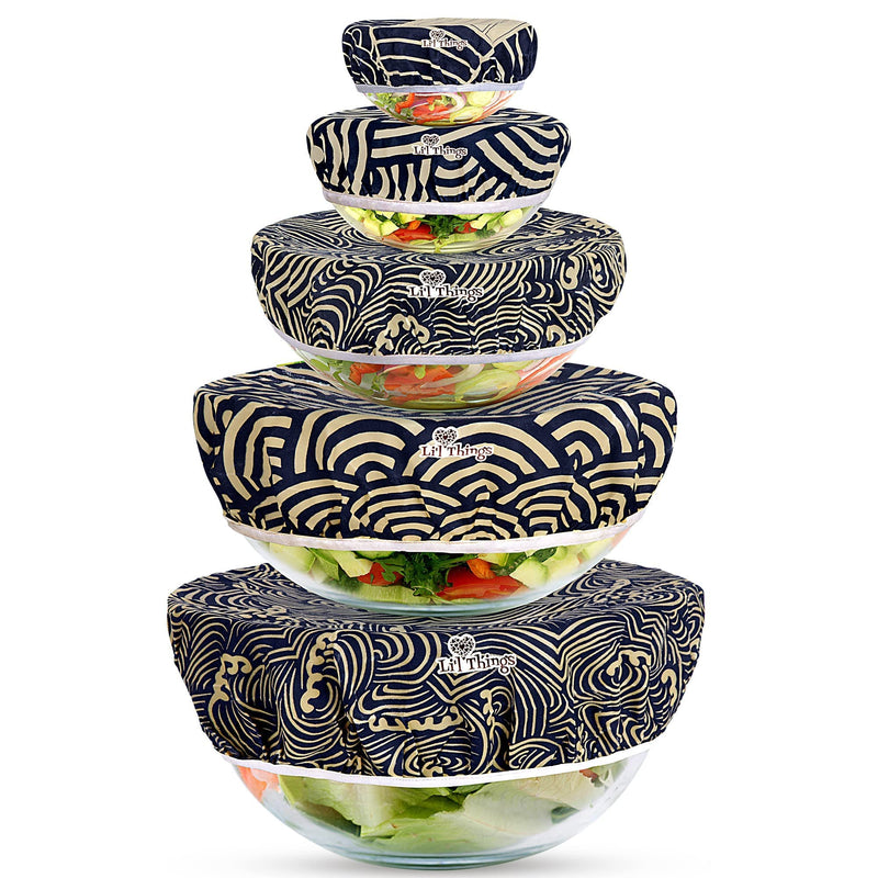 [Australia - AusPower] - Eco-friendly Reusable Beeswax Bowl Covers With elastic Available in 5 sizes and in 5 different themes A Sustainable Alternative to plastic cling wrap and foil. (Japanese Waves) Japanese Waves 