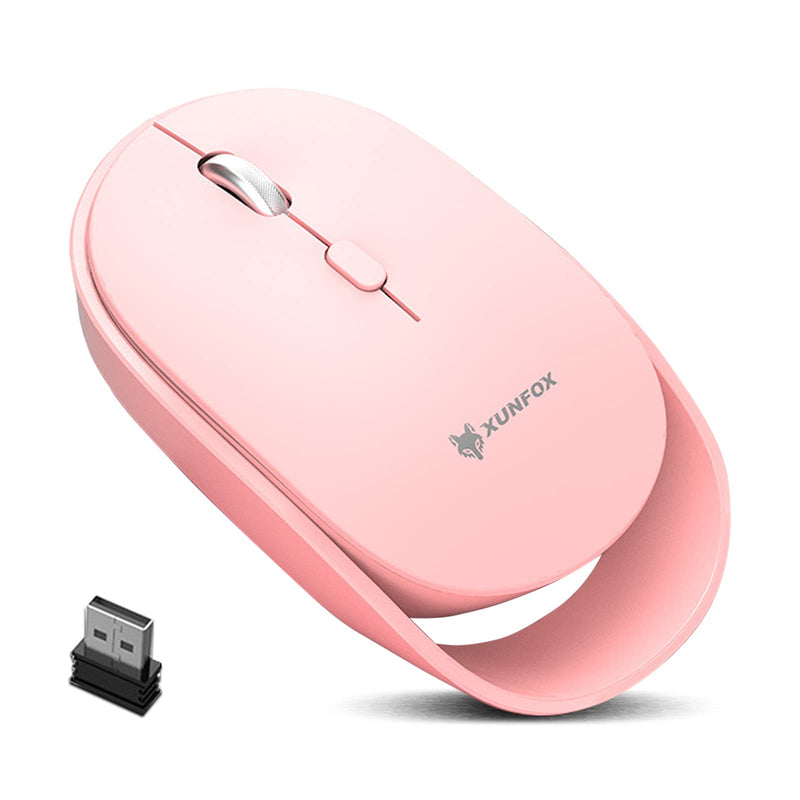 [Australia - AusPower] - Computer Wireless Mice, Bluetooth 2.4G Mice Dual-Mode Rechargeable Silent Mute Wireless Mice, Fashionable Design with 3 Adjustable DPI 1000-1200-1600 Levels for Laptop,Desktop,Mac,PC (Pink) Pink 