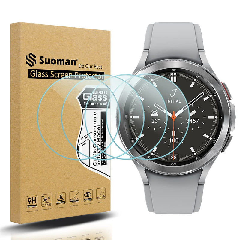 [Australia - AusPower] - Suoman 4-Pack for Samsung Galaxy Watch 4 Classic 42mm Screen Protector, 2.5D 9H Hardness Tempered Glass Screen Protector for Galaxy Watch 4 Classic 42mm Smartwatch 