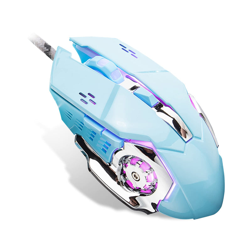 [Australia - AusPower] - Wired Computer Gaming Mice, 6 Buttons for Desktop Laptop Mac PC Gaming Mouse, 4 Levels DPI 800-1600-2400-3200 with 4 Colors RGB Backlit, Ergonomic Design for Professional Gamers Use Blue 