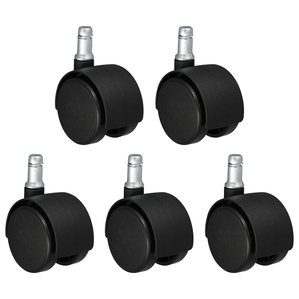 [Australia - AusPower] - 2 inch casters Set of 5, Wheels bar Size: 7/16", 7/8", Office Chair casters Computer Gaming Chair casters, Wheels for furniturer eplacement casters (Black) 