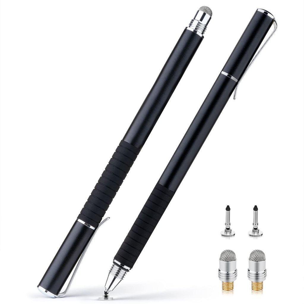 [Australia - AusPower] - Stylus for iPad, Abiarst Stylus Pens for Touch Screens Disc & Fiber Tip for Apple/iPhone/Ipad pro/Mini/Air/Android/Microsoft/Surface All Capacitive Touch Screens (2-Pack (Black/Black)) 2-Pack (Black/Black) 