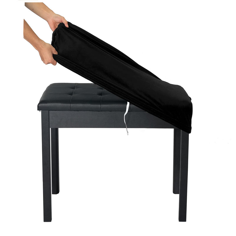 [Australia - AusPower] - SINOSSO Soft Velvet Piano Bench Cover, (20"- 26.5") L x (11.8"- 15.7") W Rectangle Stretch Washable Stool Upholstered Protector Slipcover, (S, Black) Small 