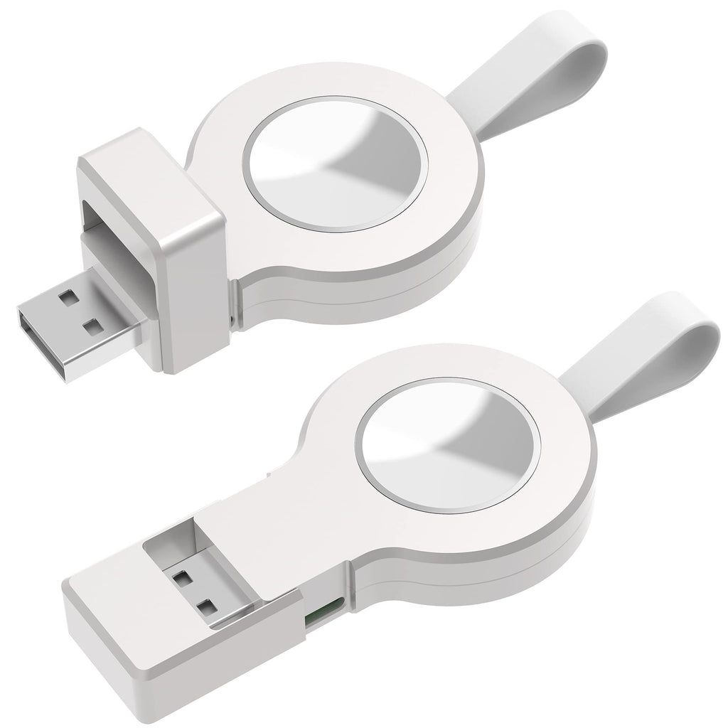 [Australia - AusPower] - 2 Pack Wireless Chargers Compatible for Apple Watch Portable USB Magnetic iWatch Charger,Travel Cordless Charger Fast Charging for Apple Watch Series 6/5/4/3/2/1/SE 44mm 42mm 40mm 38mm(White) White 
