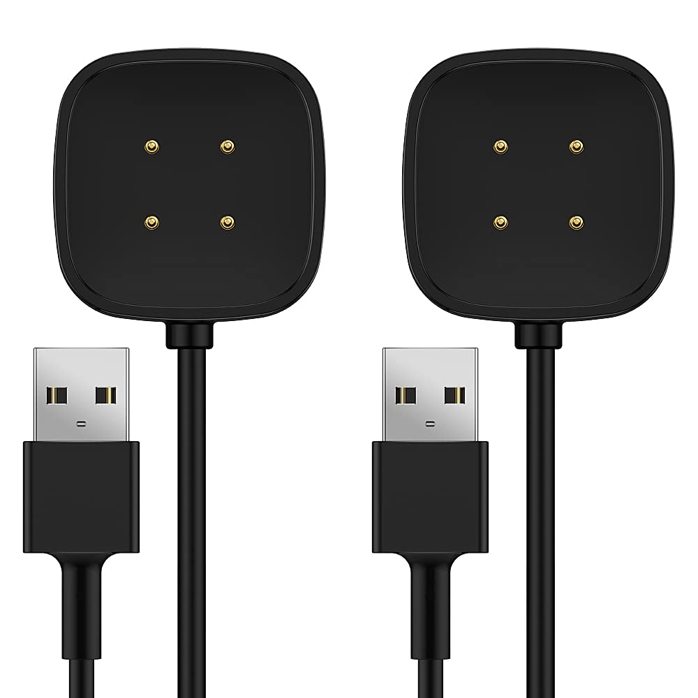[Australia - AusPower] - TUSITA [2-Pack Magnetic Charger Compatible with Fitbit Versa 3, Sense (NOT for Versa 1 / Versa 2 / Versa Lite) - 6ft 180cm USB Charging Cable Dock - Smart Watch Accessories 2 Pack 180cm+180cm 