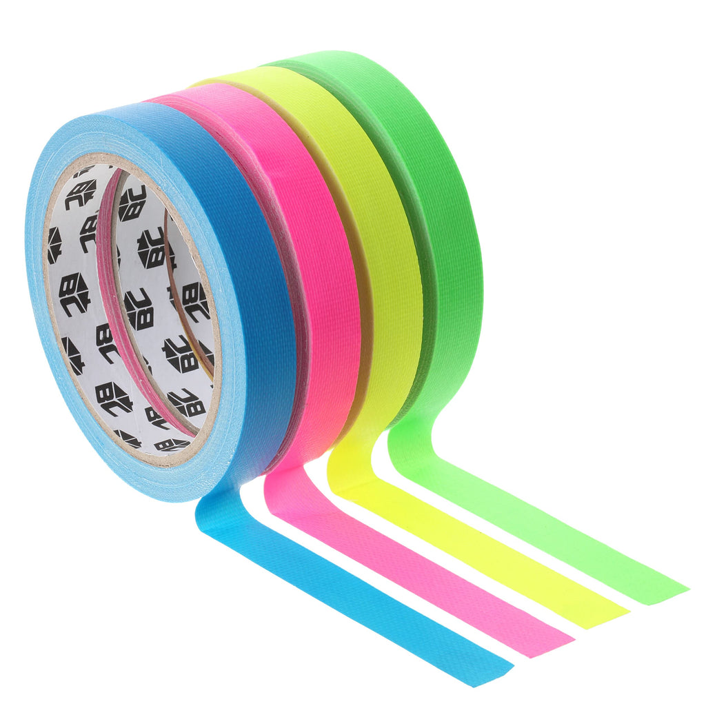 [Australia - AusPower] - Bates- Colored Gaffers Tape, 4 Pack, Neon Colors, 0.65 Inch x 11 Yards, Gaffers Tape, Gaff Tape, Spike Tape, Neon Gaffer, Gaffers Tape Color, Fluorescent Spike Tape, Gaffing Tape. 