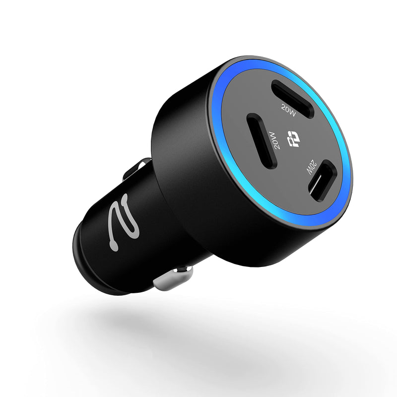 [Australia - AusPower] - USB C Car Charger, Aergiatech 60W(20W Each) PD 3.0 Fast Car Charger Adapter 3-Port, Type C Car Charger Compatible with iPhone 13/13 Pro/12/12 Pro/11/X/SE, Galaxy S21/S20/Note20, iPad, Pixel 6, Black 