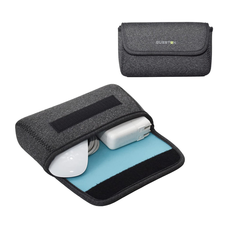 [Australia - AusPower] - QUESTON Storage Pouch Bag Cases for Accessories MacBook Laptop Power Adapter, Wireless Mouse, iPhone Chargers, Cellphone, Power Bank, Cord, Travel Cable Electronic Organizer (Deep Gray) Medium Deep gray/blue 