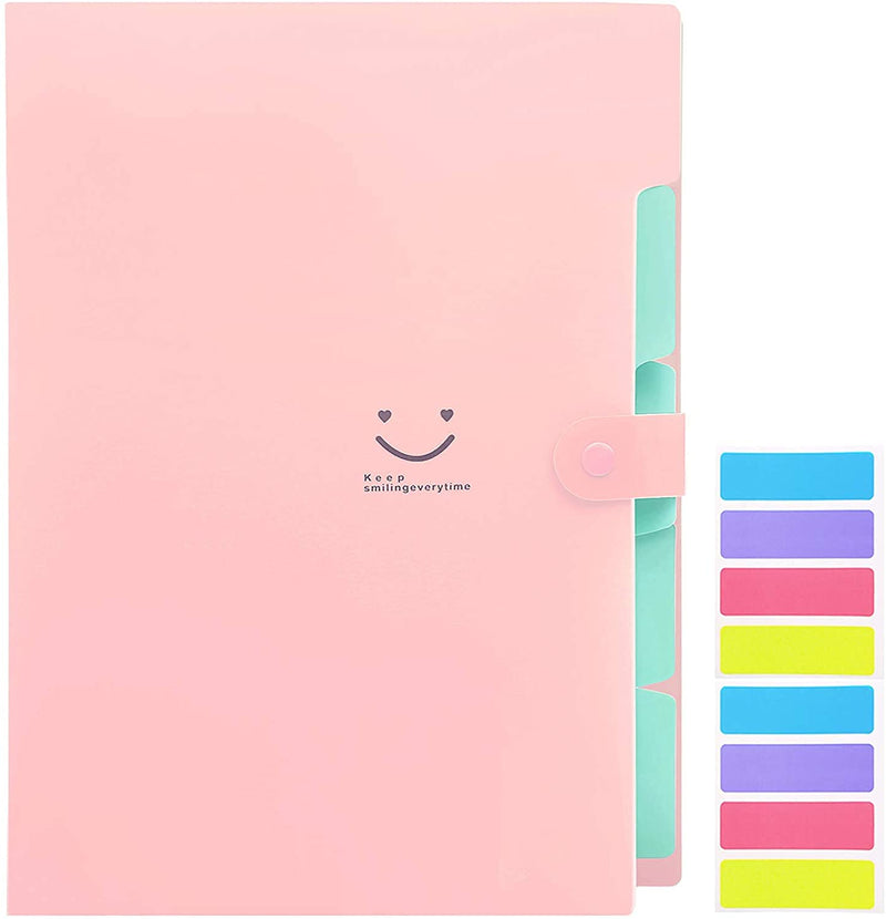 [Australia - AusPower] - Aukuel Binder Folder A3 with 30 Pockets, Foldable Presentation Book Clear Sheet Music, Filing Folders Organizer for Certificate Files Document Test Paper,12 Lables Included (Pink) Pink 