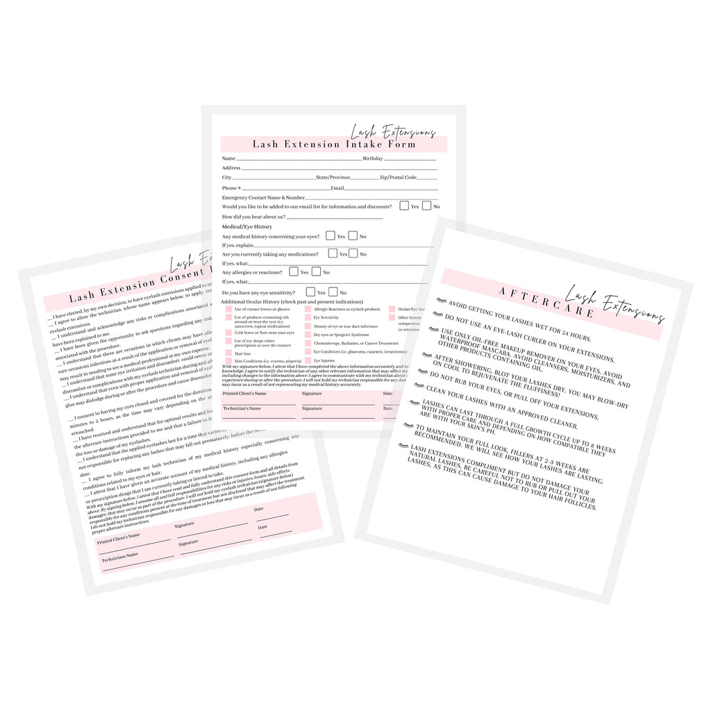 [Australia - AusPower] - Boutique Marketing Lash Extension Consent Form, Intake Form, Aftercare Form | 75 Pack | 8.5x11' inch Paper Size Form | 25 Consent Forms, 25 Client Intake Forms, 25 Aftercare Forms 
