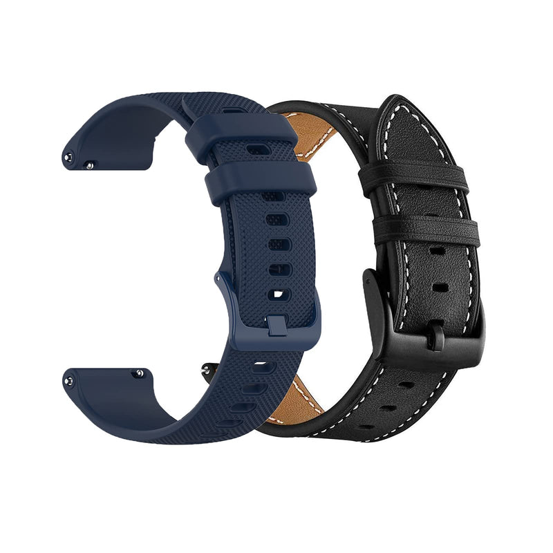 [Australia - AusPower] - Yeejok Fossil Gen 6/5E 44mm Bands Silicone+Leather, Replacement 22mm Sport Silicone Strap+Leather Strap for Fossil Gen5 Men's Carlyle Garrett/Women's Gen 5 Julianna Smart Watch, Black+Navy Blue Navy Blue + Black 