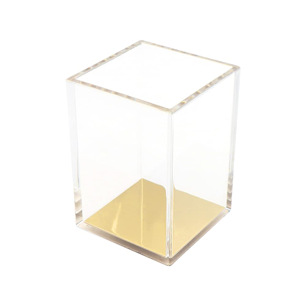 [Australia - AusPower] - Pen Pot Pencil Holders Case Clear Acrylic Desk Organizer Cup Shiny Yellow Gold Makeup Brush Holder for Office School Home Desktop Organizers and Accessories (Yellow Gold Tone) Yellow Gold Tone 