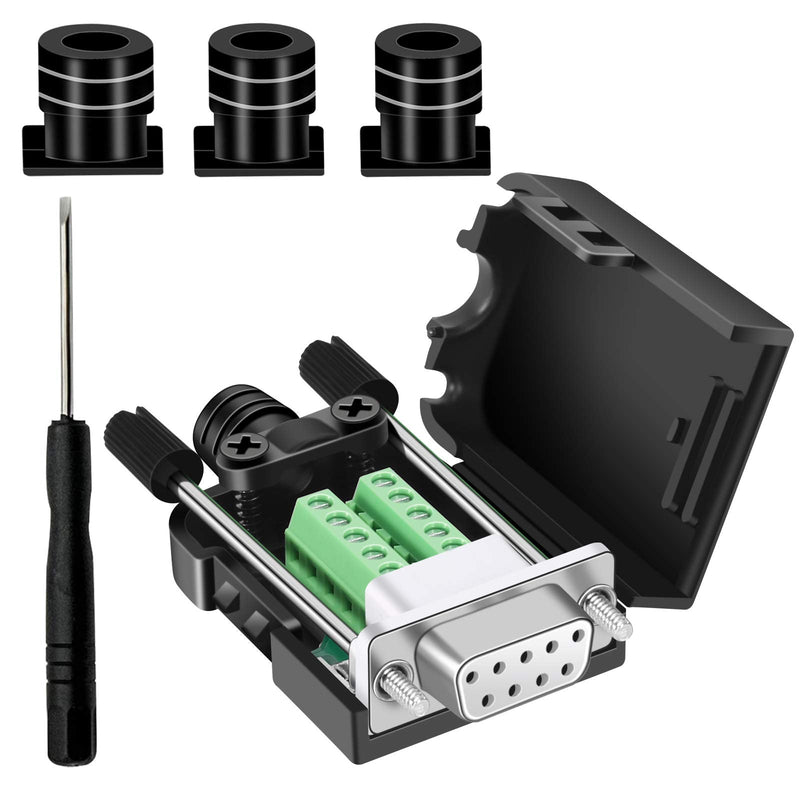[Australia - AusPower] - Dbilida DB9 Solderless Connector Female, DB9 Breakout Connector RS232 D-SUB Serial to 9pin Port Terminal with Case 