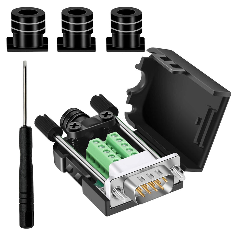 [Australia - AusPower] - Dbilida DB9 Solderless Connector Male, DB9 Breakout Connector RS232 D-SUB Serial to 9pin Port Terminal with Case 