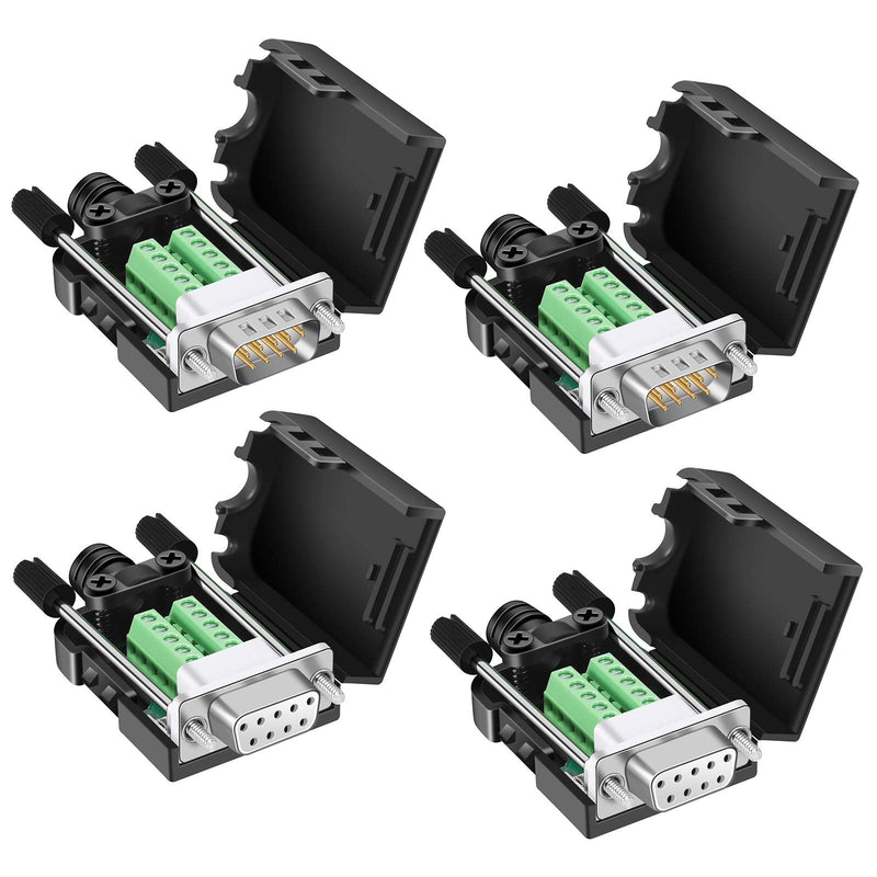 [Australia - AusPower] - Dbilida DB9 Solderless Connector (2Male+2Female), DB9 Breakout Connector RS232 D-SUB Serial to 9pin Port Terminal with Case 2Male+2Female 