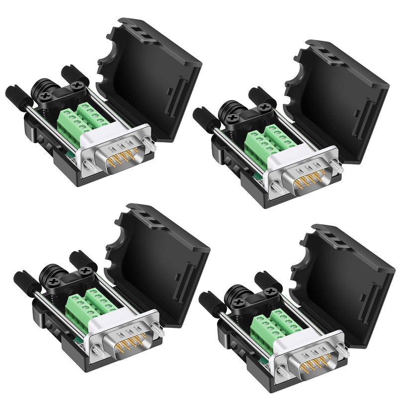 [Australia - AusPower] - Dbilida DB9 Solderless Connector 4Male, DB9 Breakout Connector RS232 D-SUB Serial to 9pin Port Terminal with Case 
