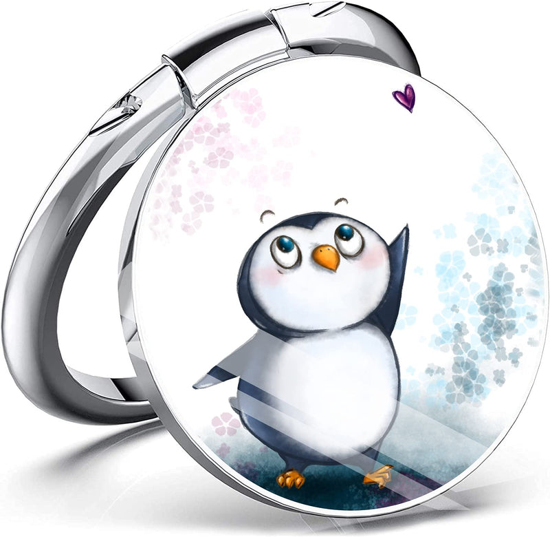 [Australia - AusPower] - UIELASI Cute penguin little love heart Pattern Cell Phone Ring Holder 360Degree Rotation Finger Ring Stand, metal handle stand,compatible with iPhone 12/11 Pro Max/SE 2020 and other smart phones—White Cute penguin little love heart/White 