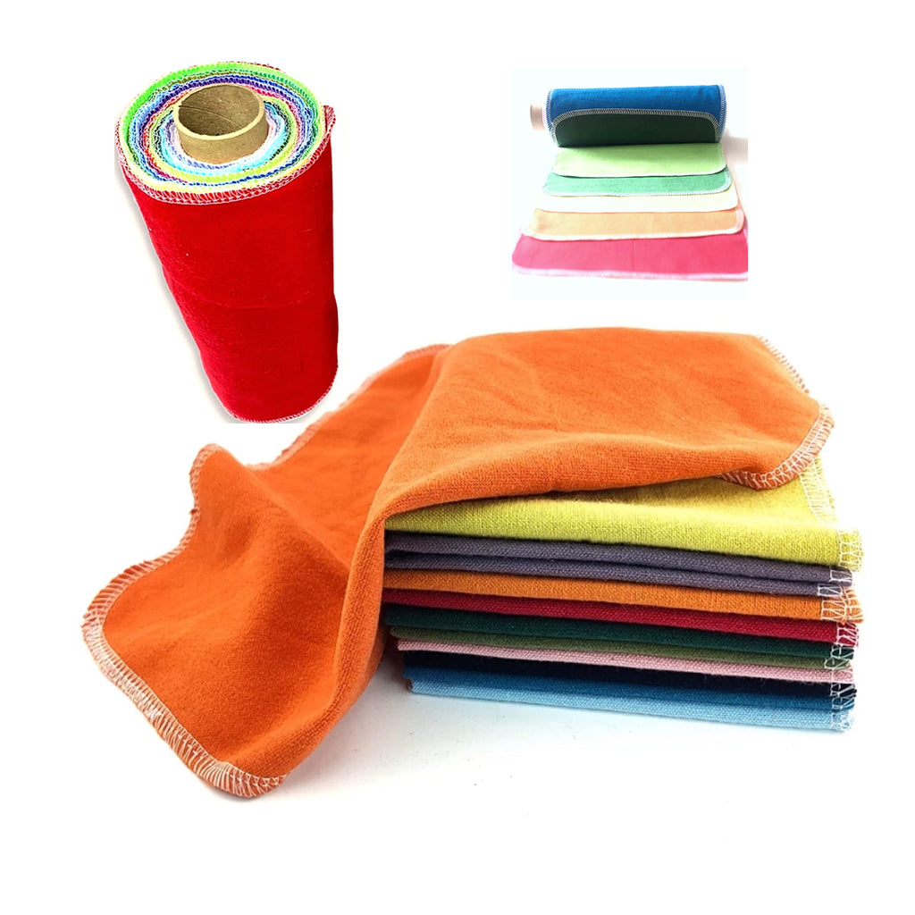 [Australia - AusPower] - Homemade 100% Organic Cotton Reusable Towels, 24 Rainbow Pack with Paper Kraft Tool Included (0000) 