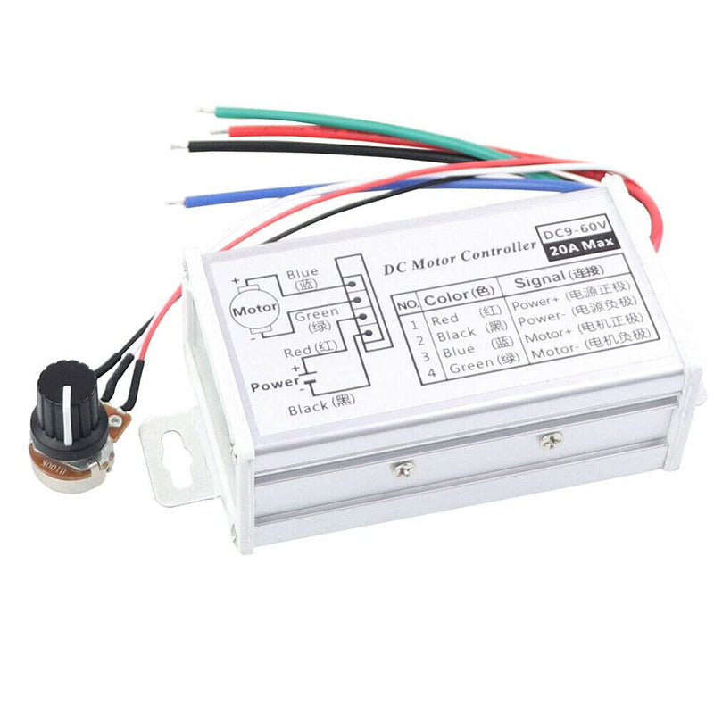 [Australia - AusPower] - 12V 24V Max 20A PWM DC Motor Stepless Variable Speed Control Controller Switch 