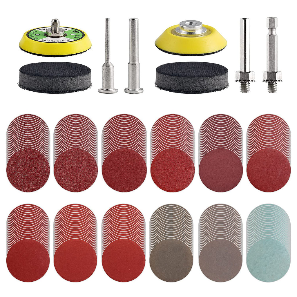 [Australia - AusPower] - Tshya 240pcs 2inch Sanding Discs Pad Variety Kit for Drill Grinder Rotary Tools Attachment with 2Pcs 1/8"&1/4" Shank Backer Plate, Sanding Pads Includes 80-3000 Grit 2in 244Pack 