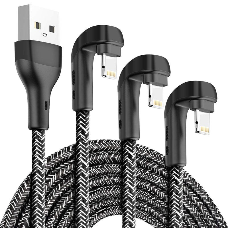 [Australia - AusPower] - 3Pack 90 Degree iPhone Charger 10ft, Apple MFi Certified 10 Feet Lightning Cord Long, Nylon Right Angle 10 Foot Apple iPhone Charging Cable for Apple iPhone 13/12/11/11Pro/11Max/XS/XR /8/7/6S/SE/6/5 3PACK 