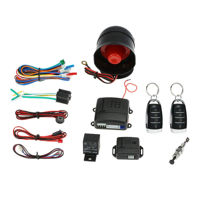[Australia - AusPower] - Shkalacar Car Keyless Entry Security Alarm System, Universal Car Vehicle Security System Burglar Alarm Protection, Anti-Theft System with 2 Black&Silver Remote Control + Siren 