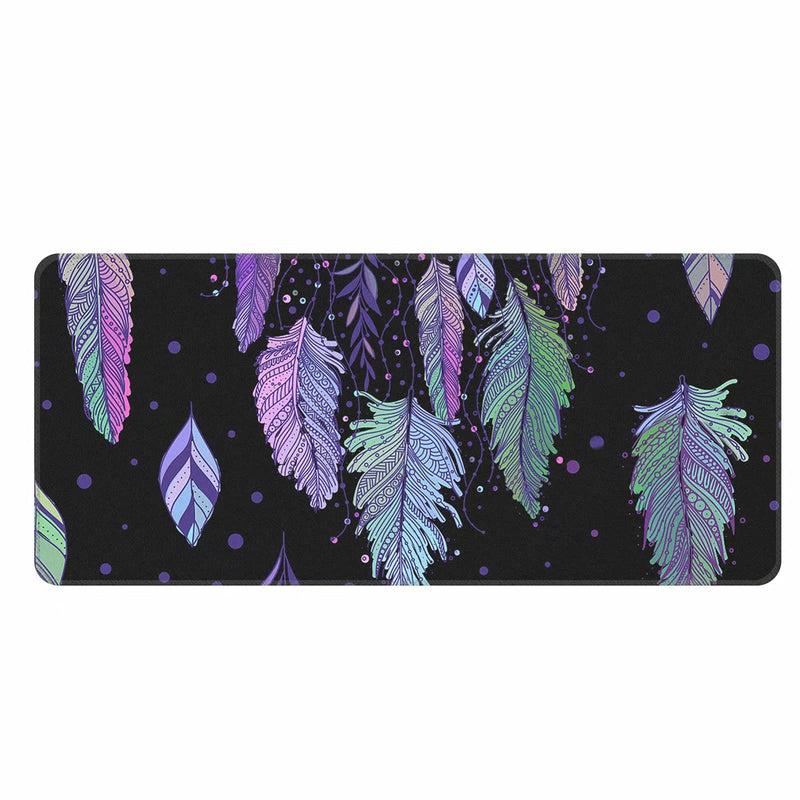 [Australia - AusPower] - Advocator Non-Slip Rubber Large Mouse Pad Mat Long Extended Mousepad Desk Pad with Feather Black Pattern Foldable Pad Thick 4 mm 