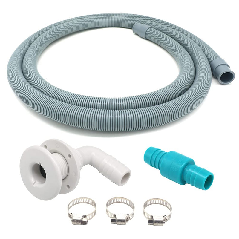 [Australia - AusPower] - 7.2FT Boat Bilge Pump Installation Kit, 3/4-Inch Boat Bilge Pump Hose Plumbing Kit, 90 degree Elbow Thru-Hull Scupper, 3/4-Inch Check valve, 3 Stainless Steel Clamps 