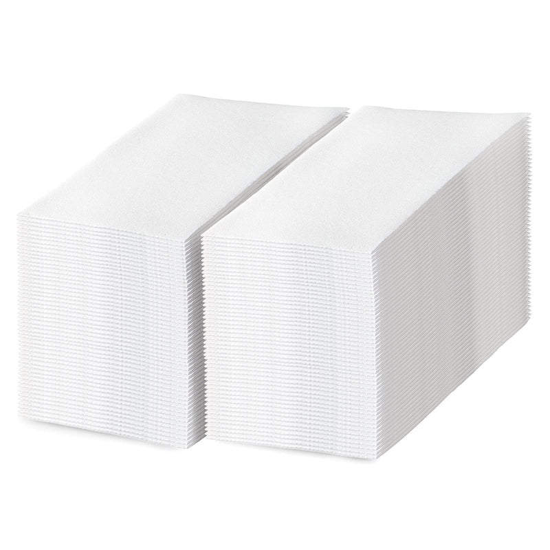 [Australia - AusPower] - Tribello Disposable Hand Towels for Bathroom - 100 Count Single Use Linen Like Napkins - 12" x 16" Soft White Paper Hand Towels for Bathroom, Kitchen, Parties, Weddings, Events and Restaurants 100 Pack 