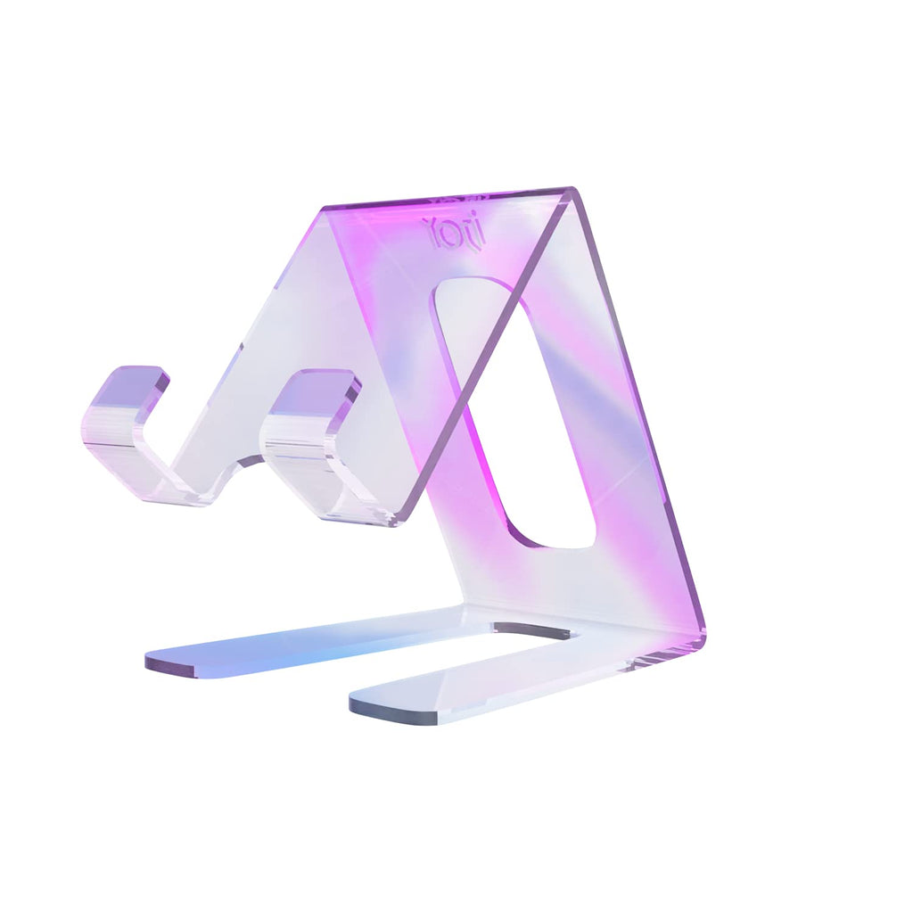 [Australia - AusPower] - iJoy Shimmer- Acrylic Stand Cell Phone Holder for Desk- Holographic Phone Stand for Desk and Other Surfaces- Cute Cell Phone Holder, A Pink Desk Accessory- for iPhone/ Samsung/ All Other Cell Phones 