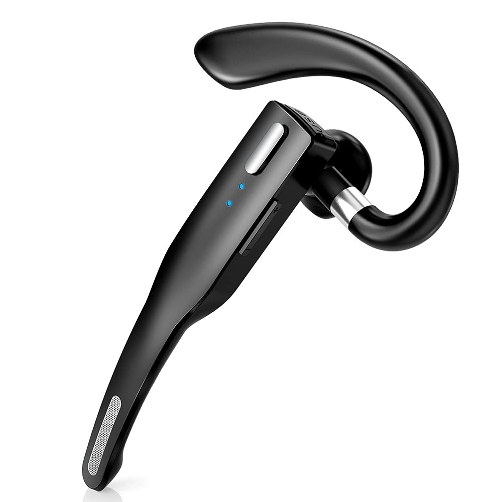[Australia - AusPower] - Bluetooth Headset,Polanfo Wireless Bluetooth Earpiece V5.0 Hands-Free Earphone with Stereo Microphone for Driving/Business/Office Driving Headset-Black YKK525 