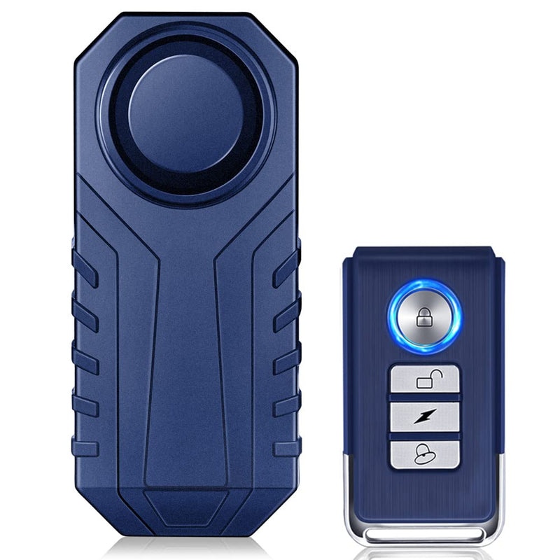 [Australia - AusPower] - WSDCAM 113dB Bike Alarm Wireless Anti Theft Vibration Motion Sensor Vehicle Security Alarm System Waterproof Motorcycle Alarm Bicycle Alarm with Remote - Blue 