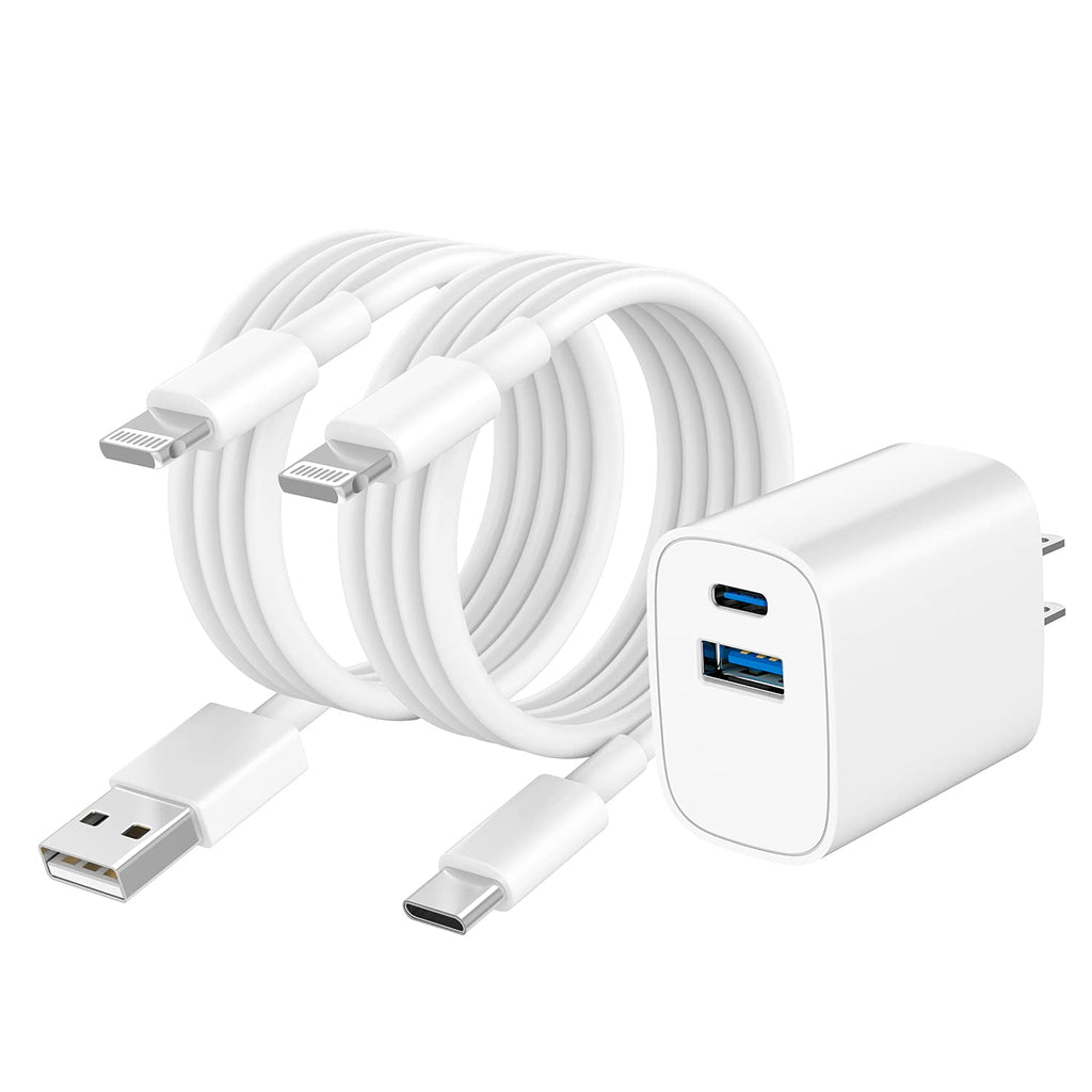 [Australia - AusPower] - iPhone 13 Charger, iPhone Fast Charger, [Apple MFi Certified] 20W Dual-Port PD/QC 3.0 iPhone 13 Charger Block with 2X Lightning Cable Compatible with iPhone 13/13 Pro/13 Pro Max/13 Mini/12/11/X/iPad 