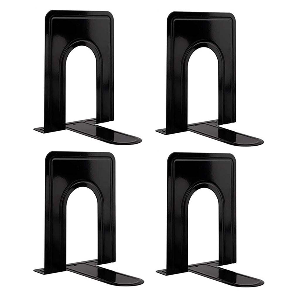[Australia - AusPower] - Metal Bookends to Hold Books, Book Shelf Holder for Home Office Decorative, Heavy Duty Book Ends for Books/Movies/CDs, Black 6.5 x 5 x 5.7 in, 2 Pair/ 4 Piece 