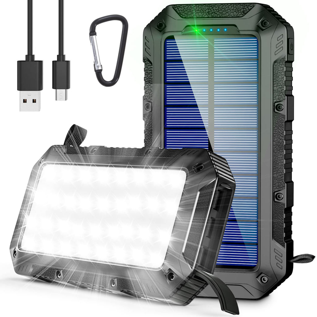 [Australia - AusPower] - Solar Power Bank,Solar Charger,25000mAh Outdoor Waterproof Power Bank, Solar Portable Charger with 36 LEDs and 3 USB Output Fast Charging Ports, External Backup Battery for Camping Outdoor 