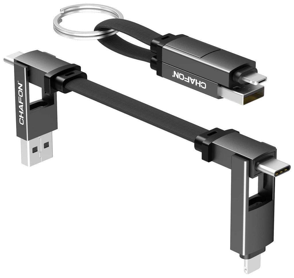 [Australia - AusPower] - CHAFON Multi Charging Cable Short,Portable Magnetic Keyring 5 in 1 USB Charger Data Cord,PD 60W USB A/C to Type C,Micro USB Connectors Compatible with Cell Phones Tablets Power Bank(3.15inch) 