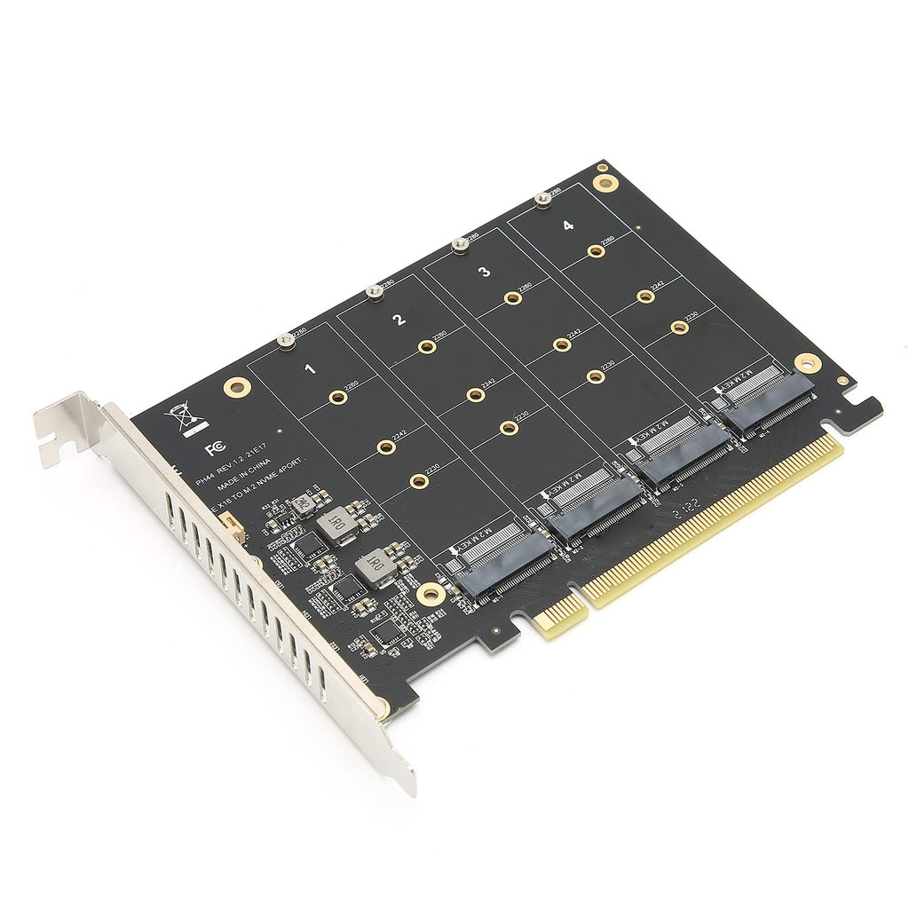 [Australia - AusPower] - M.2 NVME SSD to PCIe 4.0 Adapter Card, 4 Port M.2 NVMe to PCIE x16 Expansion Card for M Key NVMe SSD, 4 x 32Gbps Full‑Speed(ph44) ph44 