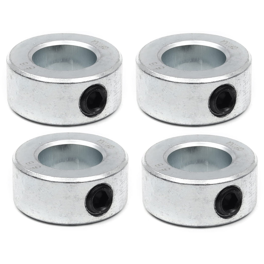 [Australia - AusPower] - (4-Pack) Zinc Plated Carbon Steel 5/8” Bore Shaft Collars Sets - Screw Style Bore Shaft Collars with 5/8” Bore Size, 1-1/8 Outer Diameter, and 1/2 Width - Suitable for Automotive and Industrial Use 4 