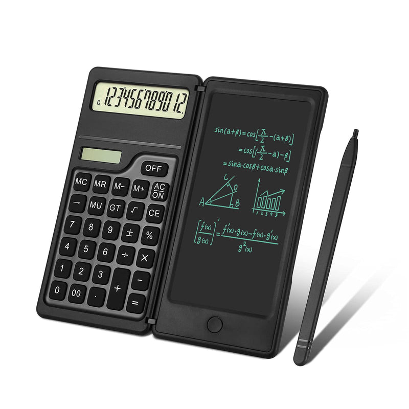 [Australia - AusPower] - Aucanla Calculators,12-Digit Premium Desk Calculators with Writing Tablet,Solar and Battery Dual Power Desktop Calculator for Office,School,Business… black 