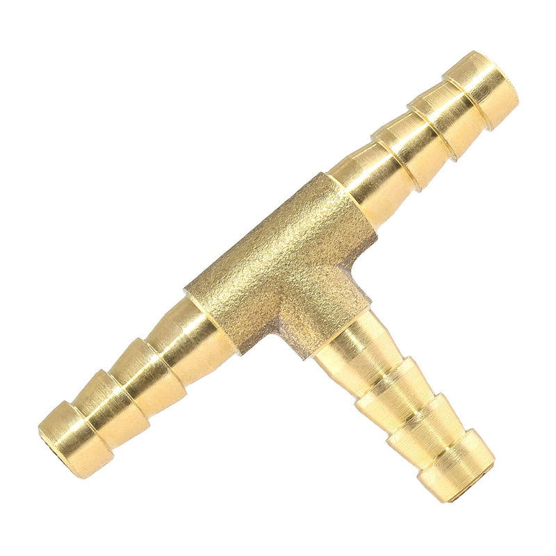[Australia - AusPower] - Piutouyar 10 Pack 1/4 Inch Brass Barb Tee Fitting, 1/4 Inch ID Hose Pipe Fitting T-Shaped 3 Ways Hose Barb Reducer for Water Fuel Gas Air Oil 
