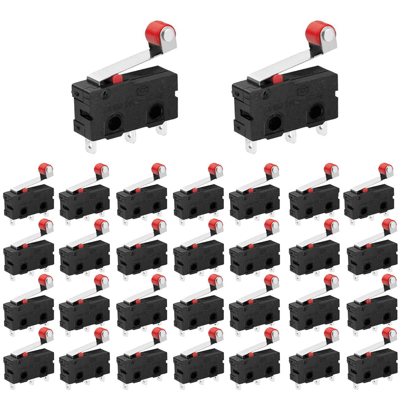 [Australia - AusPower] - AEDIKO 30pcs Micro Limit Switch with Momentary Roller Lever Arm AC 250V 5A SPDT 1NO 1NC Snap Action 3pin Normally Open Close Limit Switchs 