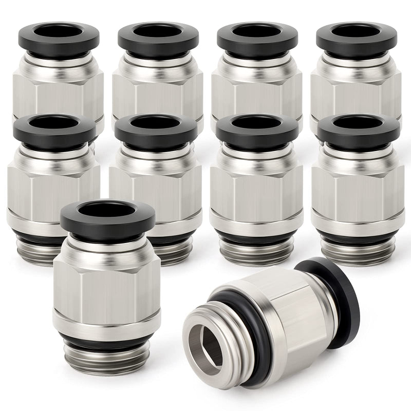 [Australia - AusPower] - TAILONZ PNEUMATIC Straight 8mm Tube OD x 1/4 Inch G Thread Push to Connect Fitting with Sealing Ring PCG8-02 (Pack of 10) 8mm OD x 1/4 BSP 