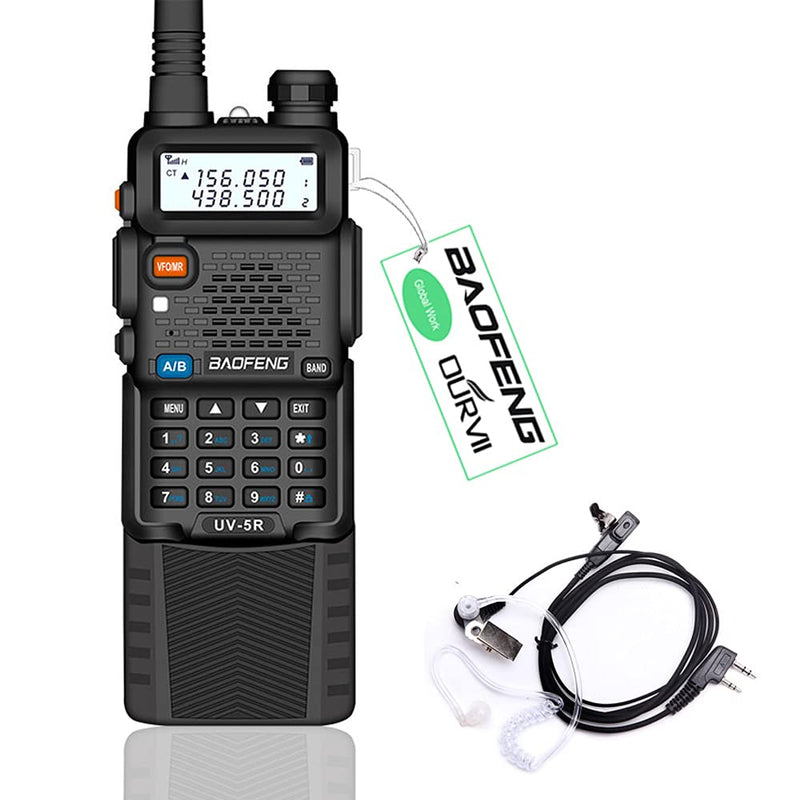 [Australia - AusPower] - BAOFENG UV-5R with Large 3800mAh Battery Two Way Radio & OURVII Acoustic Tube Headset for 2Pin Baofeng Radio Single Wire Earpiece 