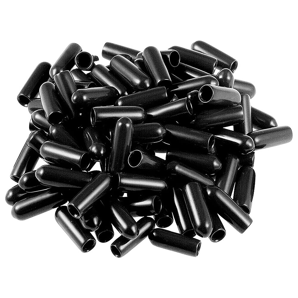 [Australia - AusPower] - caapmony 4mm Rubber End Caps 4mm ID PVC Round Tube Bolt Cap Cover Screw Thread Protectors Black, 100 Pcs 4mm 100 Pcs 
