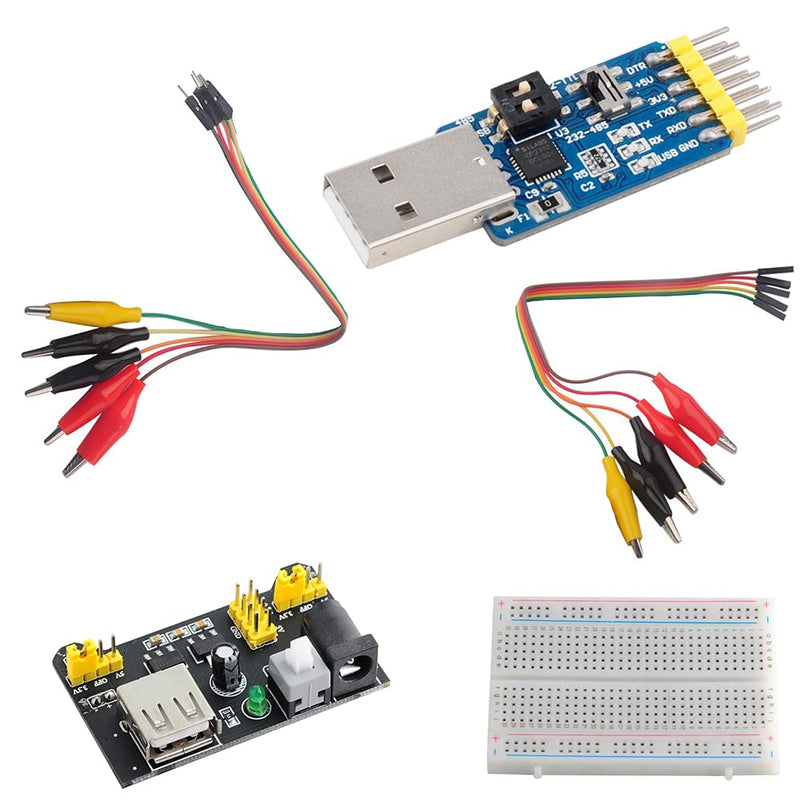 [Australia - AusPower] - DIYmalls CP2102 USB to TTL + Breadboard Power Supply Module Alligator Clip Wire 