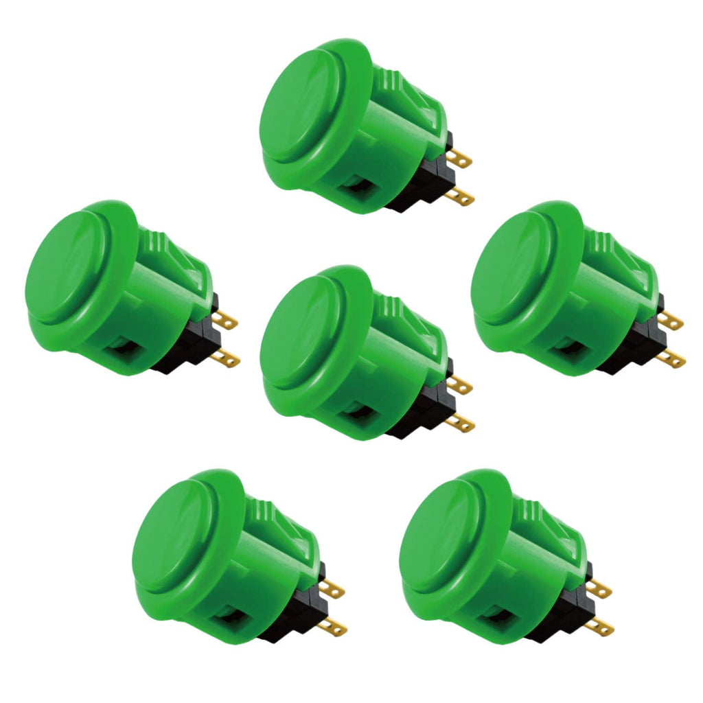[Australia - AusPower] - Sanwa 6 pcs OBSF-24 Original Push Button 24mm - for Arcade Jamma Video Game & Arcade Joystick Games Console (Green), Use for Arcade Game Machine Cabinet S@NWA Green 