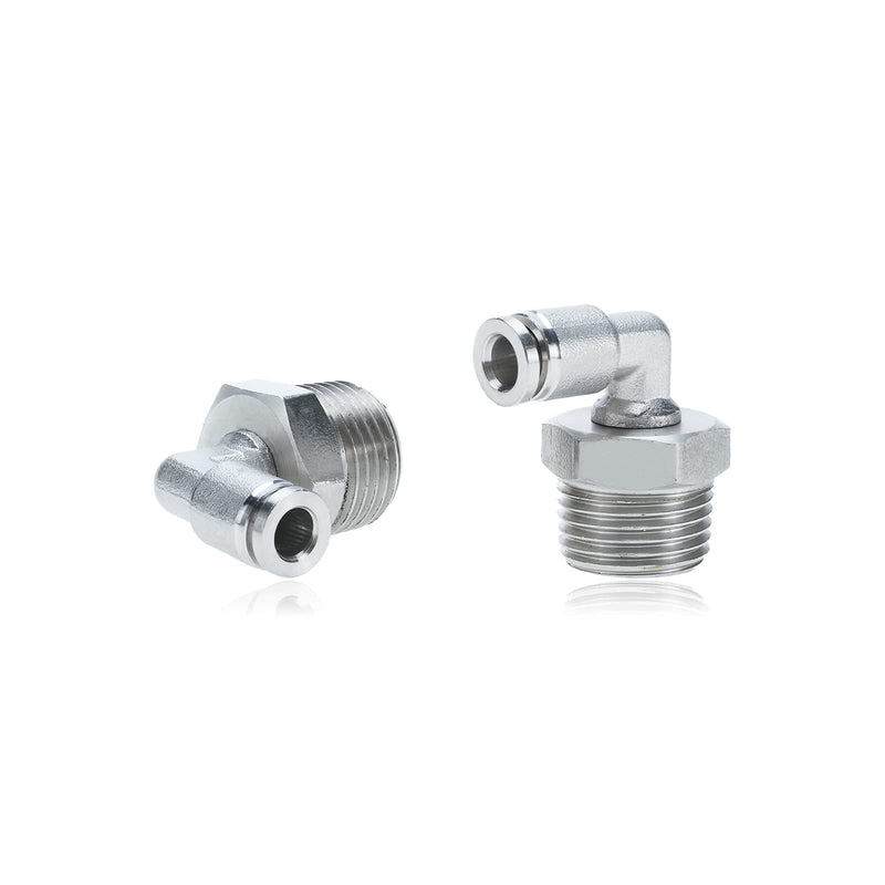 [Australia - AusPower] - AuInn 2 PCS Stainless Steel Push to Connect Fittings Male Elbow 1/4 Inch Tube OD x 1/2 Inch NPT Thread 