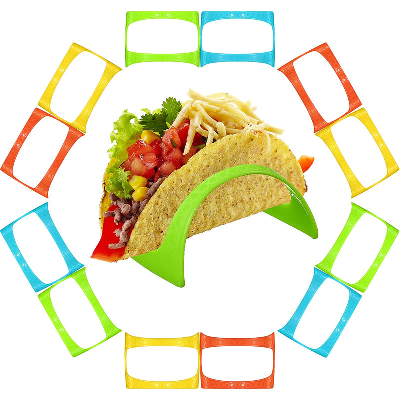 [Australia - AusPower] - 48 Pieces Taco Holder Stands Plastic Taco Plates Colorful Shell Holder Taco Racks Kitchen Taco Trays Serving Taco Stands for Microwave and Dishwasher Taco Bar Taco Party Supplies 
